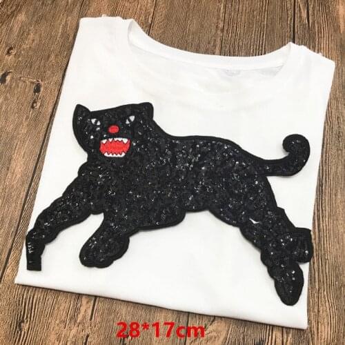 Black sequined leopard patch applique dress DIY accessories fleece jacket patch decals