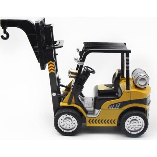 Children Alloy Die Casting Simulated Freight Forklift Model of Urban Engineering Elevator with Inertial Return to Lift Beach Toy