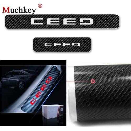 For Kia Ceed Forte K2 K3 K5 K9 Car Door Sill Protector Carbon Fiber Door Sill Scuff Plate Door Step Stickers Car Accessories