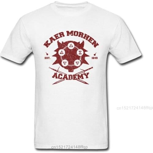 Printed T-Shirt Funny Crew Neck Kaer Morhen Academy 100% Cotton Men Tees Design Short Sleeve Tee Shirts Wholesale