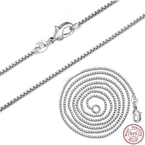 Hot Selling 1.4MM Thin Top Quality silver color Box Chain Jewelry 16-24in Wholesale Price Kolye Collare Long Necklace