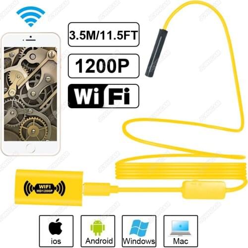 HD 1200P Waterproof WIFI Inspection Mini endoscope camera Borescope Snake Video Cam Built In Battery F150 For Android Tablet PC