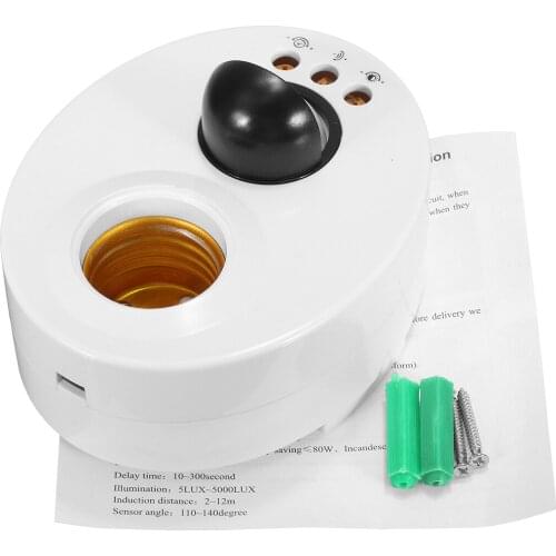 Jiguoor E27 Infrared Motion PIR Sensor Adjustable Delay Induction Lamp Holder Switch Electronic Components Supplies Sensors