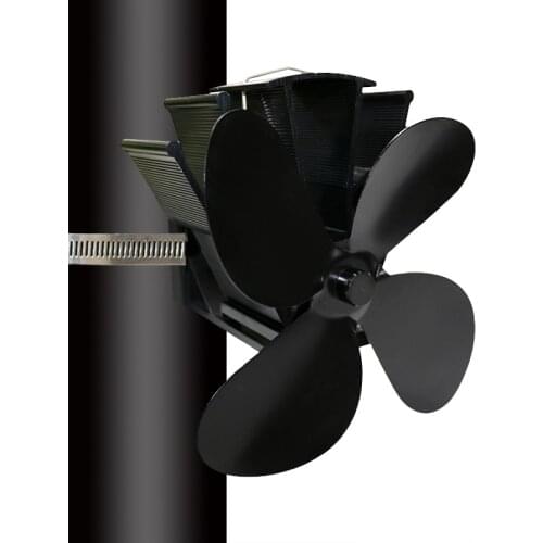 Fireplace Heat Powered Stove Fan 4 Blades Pipe Mounted for Wood Log Burner Fireplace Chimney Pipe Efficient Heat Distribution