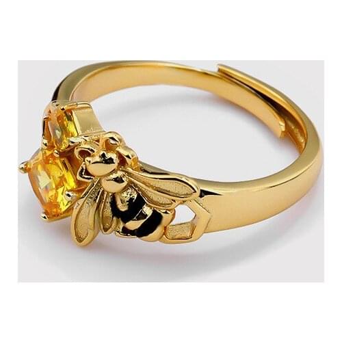 MLKENLY Animal cute bee ring Ring for Women Fashion 925 sterling silver adjustable Rings Party Jewelry Gifts