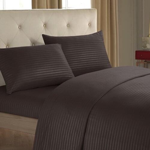 Sheet Set 4 In 1 Fitted Bed Sheet Pillowcases Flat Bed Sheet Stripe Coverlet Ues for Hotel home ( No Filler/Quilt Cover Inside )