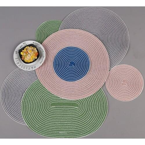 Japanese Castor Cotton Table Mat Home Nordic Woven Western Food Mat Simple Cup Cushion Anti-hot Plate Bowl Pad Insulation Pad