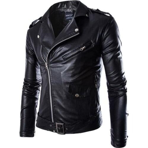 Men Jacket Motorcycle PU Coat Outerdoor Slim Winer Short style
