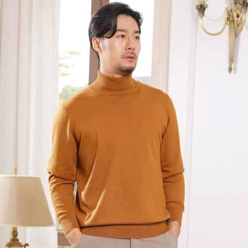 Mens Autumn and Winter Sweaters Solid Color High Neck Pullover Sweater Casual Loose Plus Size Bottoming Shirt Tide