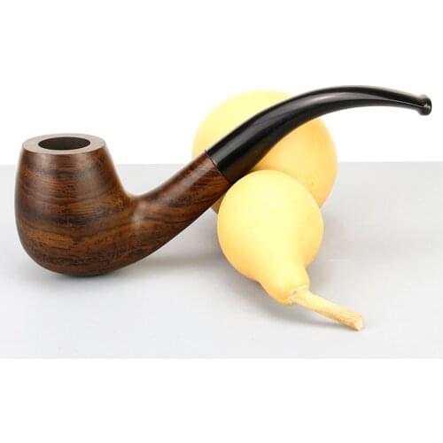 New 9mm Filter Smoking Pipe Vintage Bent Tobacco Pipe Wood Grain Smoke Pipe 10 tools free Ebony Wood Pipe Set