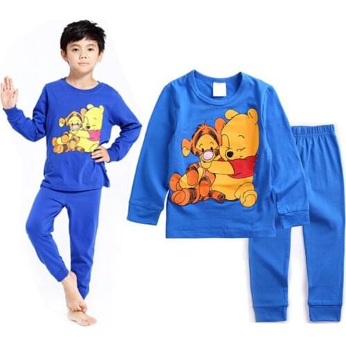 Autumn Kids Boys Girls Clothes Baby Pajamas long Sleeved Cartoon tigger Childrens Little bear Vigny Sleepwear