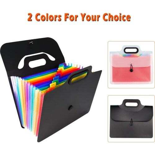 13 Pockets Folder Organizer Desktop Expanding File Folder With Handle Waterproof Document A4 Paper FolderCarry File Bag