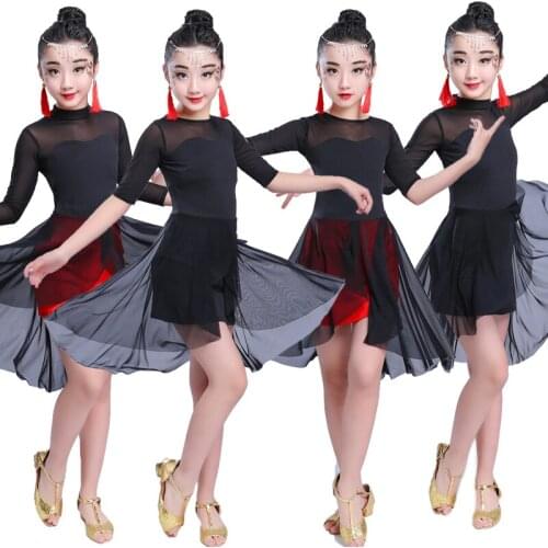 Girl Latin Dance Dress Cha Cha Dress Ballroom Dancing Dress Girl Competition Dancewear Kids Dance Costumes Vestidos Mujer