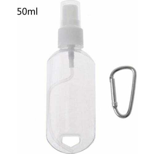 30ml 50ml Reusable Portable Mini Size Alcohol Spray Bottle Hand Sanitizer Travel Small Size Holder Hook Keychain Carrier