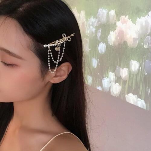 Cubic Zircon Tassel Pearls Hair Clips Beautiful Temperament Bowknot Chinese Hairpin