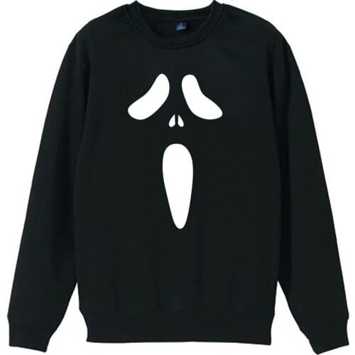 Skrik The Scream Face Edvard Munch Template Pumpkin Carving Lantern boy man Men Crew Neck Sweatshirt Pullover Fleece ZIIART