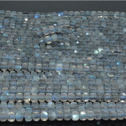 Natural Labradorite Faceted Irregular Cube Bead 4mm-4.2mm