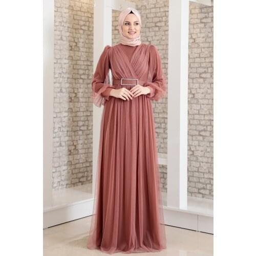 Onion skin colour Women Abaya. Elegant and quality dress. Muslim dress. New season fashion. Made in Turkey. Caftan. Kaftan