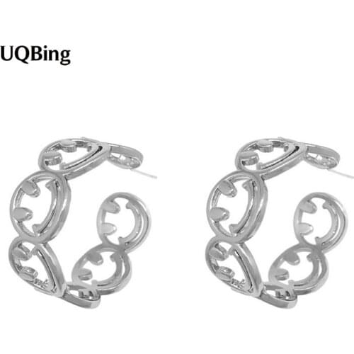 Gold/Silver Color Round Circle Women Smile Hoop Earrings Jewelry Gifts