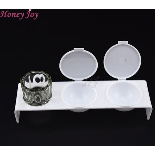 1pc Triple Holes Dappen Dish+1pc Glass Cup for Mixing Acrylic Liquid Powder,Acrylic Pen Cleaner Washing Cup,Paint Container