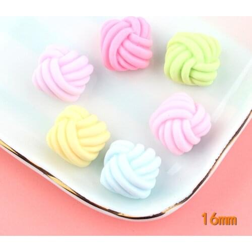 10pcs 16MM DIY resin spun sugar cotton candy charms pendants kawaii cabochon ornament craft decoration fashion jewelry making