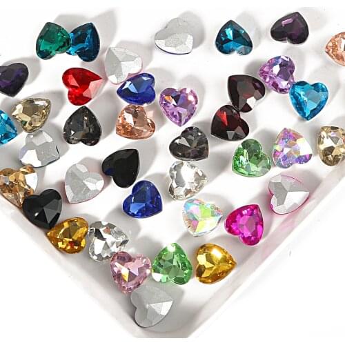 10Pcs High Quality Heart Rhinestone Charm 14mm for DIY Fashion Jewelry Handmade Craft Accessories