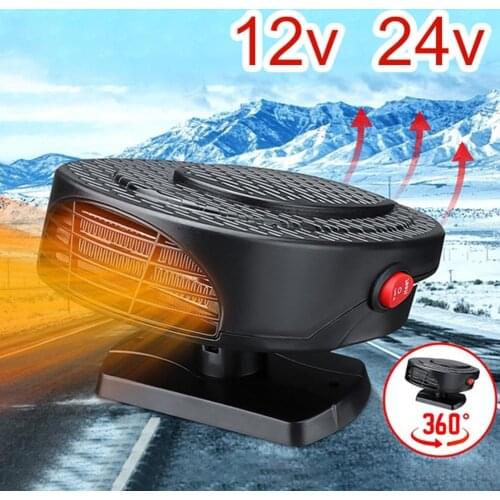12/24V Portable Car Truck Van Fan Heater Windshield Window Demister Defroster 360 Degree Rotation Low Noise Car Accessories