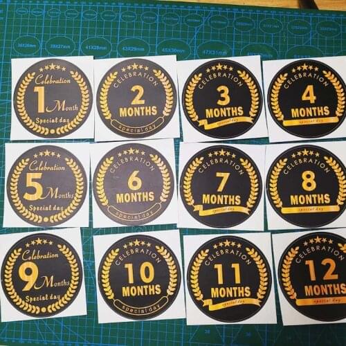 12 Pcs/Set Baby Pregnant Monthly Stickers Round Memory Recording Milestone Sticker Newborn Growth Photo Photography Props