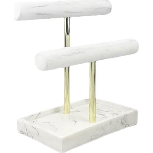 2 Tier T-bar Jewelry Stand Display Storage Rack - Necklace Bracelet Bangle Watch Holder Organizer Tower for Women Men Girl