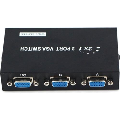 2 In 1 Out 2x1 Port 1080P VGA Metal Switch Selector Box VGA/SVGA Manual Sharing Switcher Splitter for PC Monitor