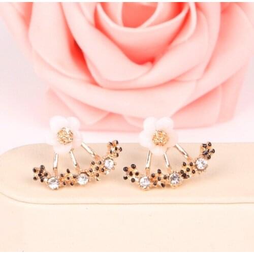 2016 Fashion Crystal Earrings Gold Small Daisy Flowers Hanging After Female Brincos Jewelry Silver Boucle D'oreille For Women
