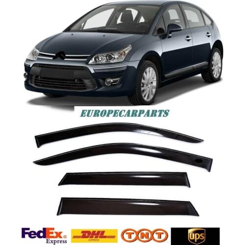 For Citroen C4 Hb 2004-2010 Side Window Visors Sun Rain Guard Vent Deflectors 4 pieces