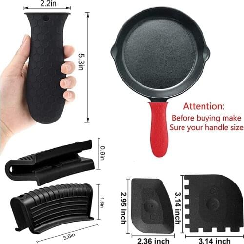 6 Pieces Pan Handle Sleeve Pot Holders Cover Silicone Hot Handle Holder Non Slip Rubber Pot Holders Pans Handle Parts