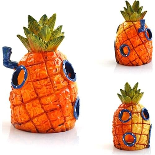 Aquarium Cartoon Fish Tank Decor Pineapple House Crab Restaurant Ornaments Perfect Hiding House for Small Medium Fish