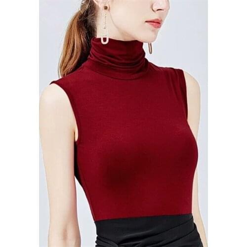 Turtleneck Blouse Women Temperament Fashion Tops Plus Size Tops L-7XL Female Spring Autumn Basic Shirts Korean Sleeveless Shirts