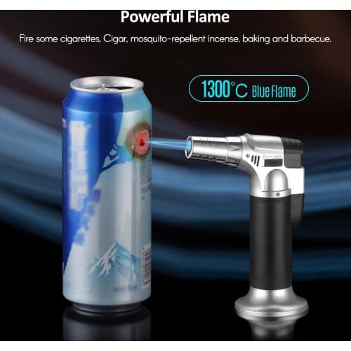 Butane Torch Adjustable Flame Multipurpose Industrial Torch Welding Refillable Kitchen Torch Lighter Solid Mental DIY Sliver