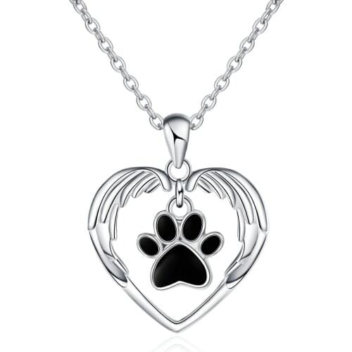 100% 925 Sterling Silver Cute Animal Love Heart Dog Footprint Chain Pendant&necklace Diy Fashion Jewelry Making For Lover Gifts