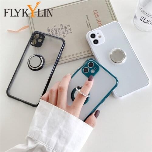 Ring Holder Cover Redmi 9 9A 9C 9T Note 10 9s 9 8 Pro Case Silicone Transparent Shockproof Phone Case For Xiaomi Mi 11 POCO X3