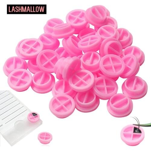 100 PCS Glue Blooming Cup Holder Pallet Flower Shaped Pink Adhesive Gasket Cups Eyelash Extension Accessories Lashes Supplies