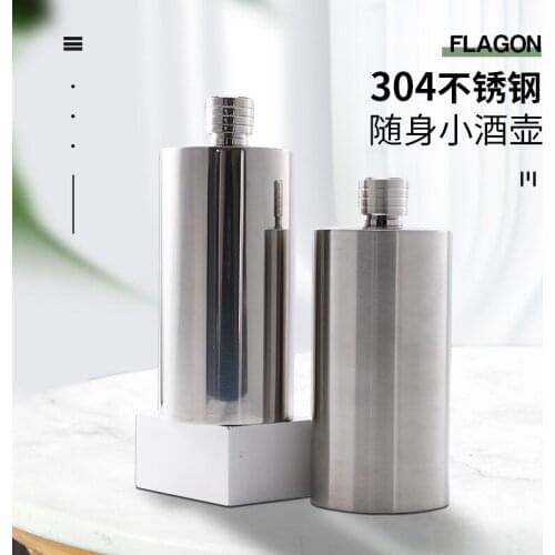 Portable Outdoor 500ml 1000ml Stainless Steel Whisky Flagon Alcohol Hip Flask Personalized Cylindrical Whiskey Bottle Kettle
