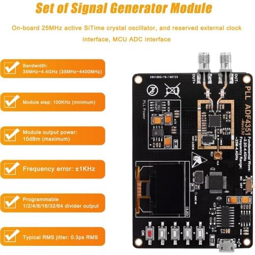 35MHz~4400MHz OLED Display RF Signal Generator ADF4351 Module Sweeps Frequency Generator PLL