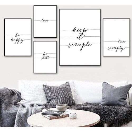 Nordic Minimalist Black White Art Canvas Painting Poster Quote Wall Print Pictures For Living Room Modern Home Decoration
