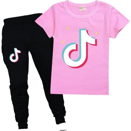 Tik Tok Boys Clothing Set Kids Summer Baby Clothes Sets for Girls 2Pcs Casual Sport Outfit Children Clothes Suit Cartoon 2021