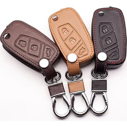 High quality leather key cover Keychain for FIAT Panda Stilo Punto Doblo Grande Bravo 500 Ducato Key cases 3 button starline a91