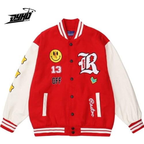 2021 Winter Furry Letter Embroid Patchwork Womens Baseball Coats Hip Hop Varsity Jacket High Street Mens Bomber Jackets Cotton