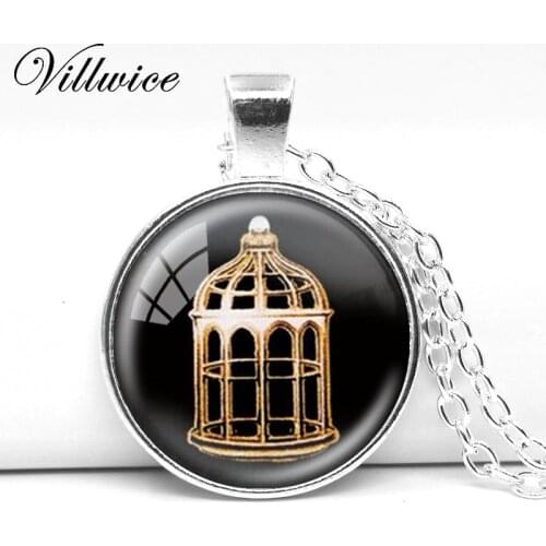 2017 New Bioshock Infinite Bird Cage Pendant Choker Necklace Vintage Glass Dome Print Necklaces & Pendants Glass Jewelry