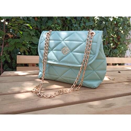Very stylish and useful quilted patterned trend womens bag with chain handle Turkish production