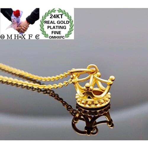 OMHXFC Jewelry Wholesale YM346 European Fashion Hot Fine Woman Girl Party Birthday Wedding Gift Crown 24KT Gold Pendant Charm