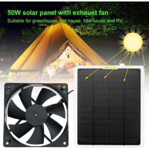 Solar Powered Panel Iron Fan USB Cooling Ventilation Fan Easy Carry for Home Office Outdoor Greenhouse