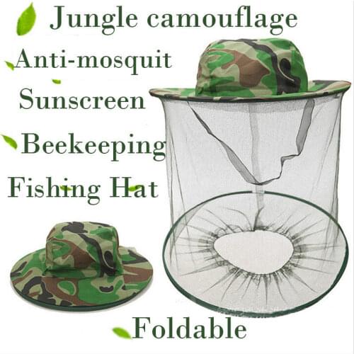 Beekeeping Garden Guard Cowboy Camo Hat Anti Mosquito Bee Insect Bug Face Head Veil Net Hat For Fishing Beekeeping